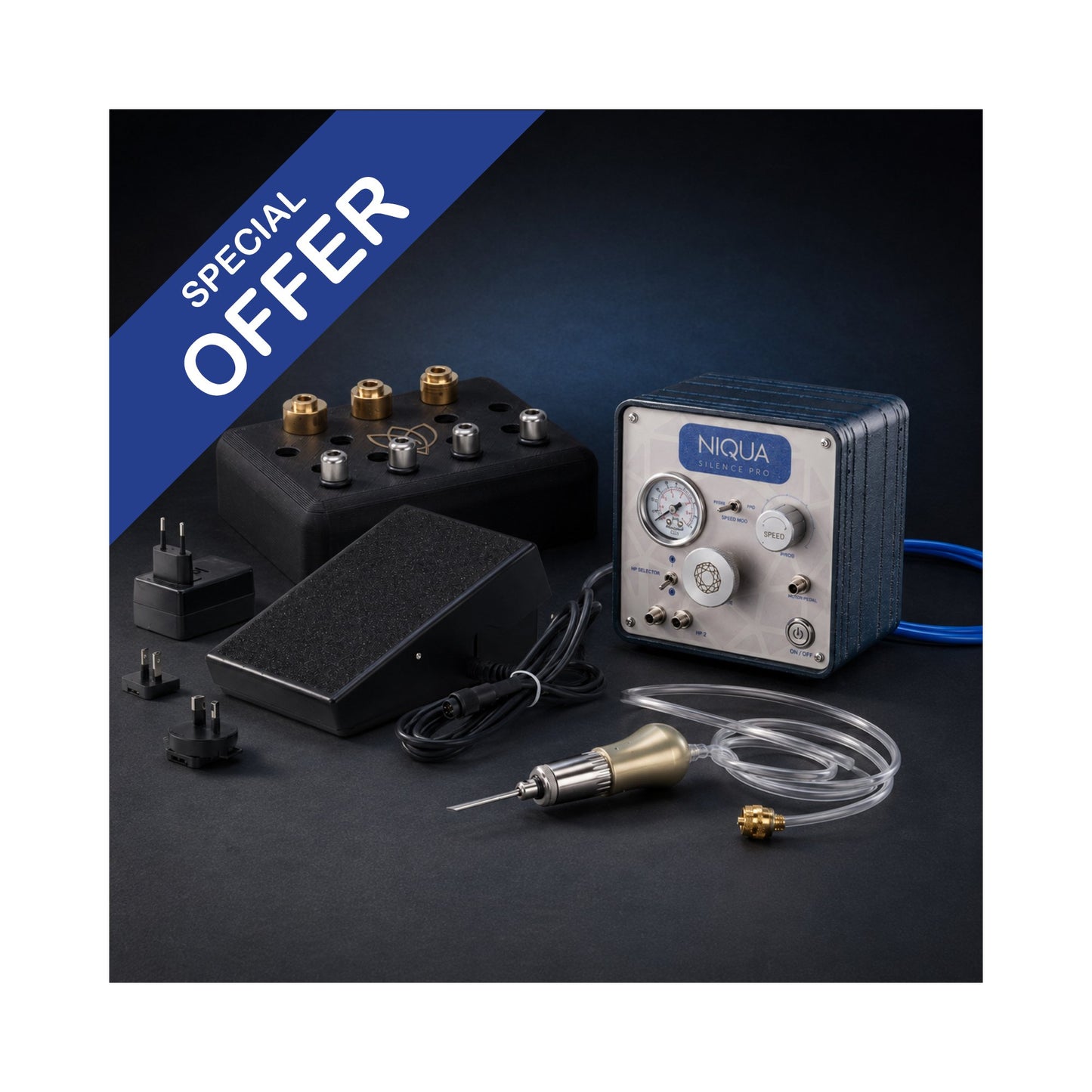 NIQUA SILENCE PRO con Manipolo "The Rocket" – Sistema Pneumatico Premium per Incisione